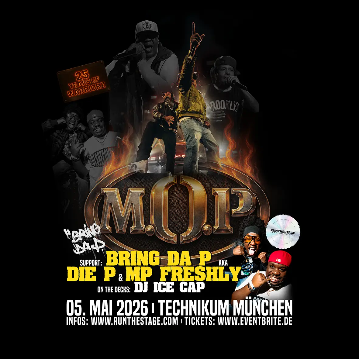 Wenn es um kompromisslosen Hardcore Hip Hop geht, führt kein Weg an M.O.P. vorbei. Mit der 25Years Warriorz Tour kehren Lil’ Fame und Billy Danze zurück auf die Bühnen Europas, lauter, roherund ene…